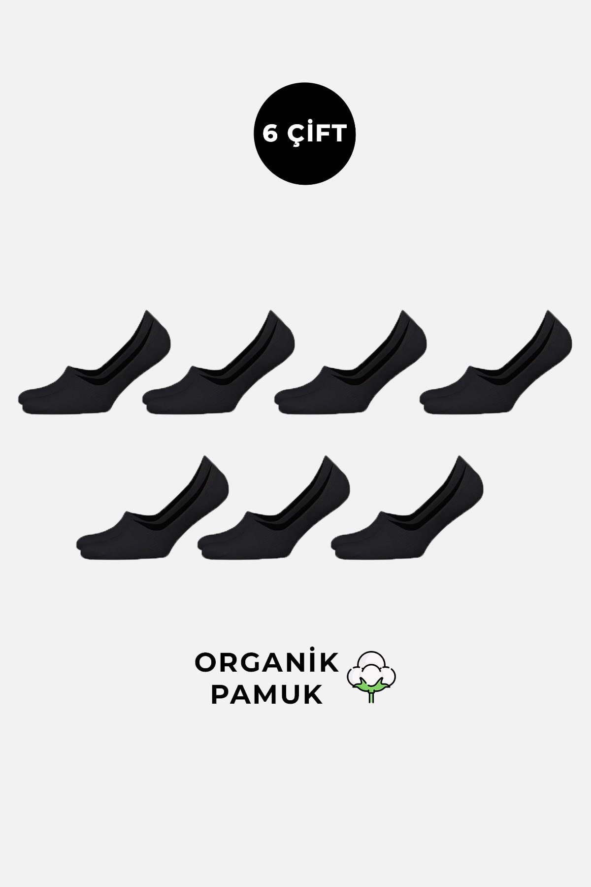 Mısırlı Erkek Organik Pamuklu 6 Çift Babet Çorap Siyah