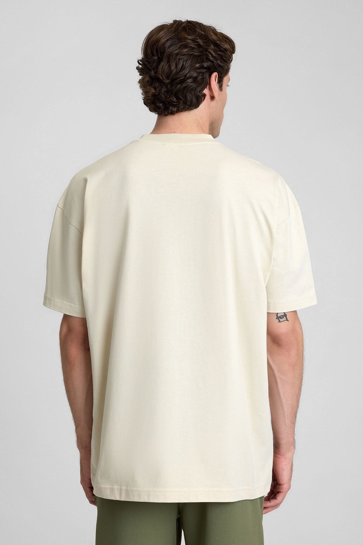 Mısırlı Erkek Oversize T-Shirt Ekru