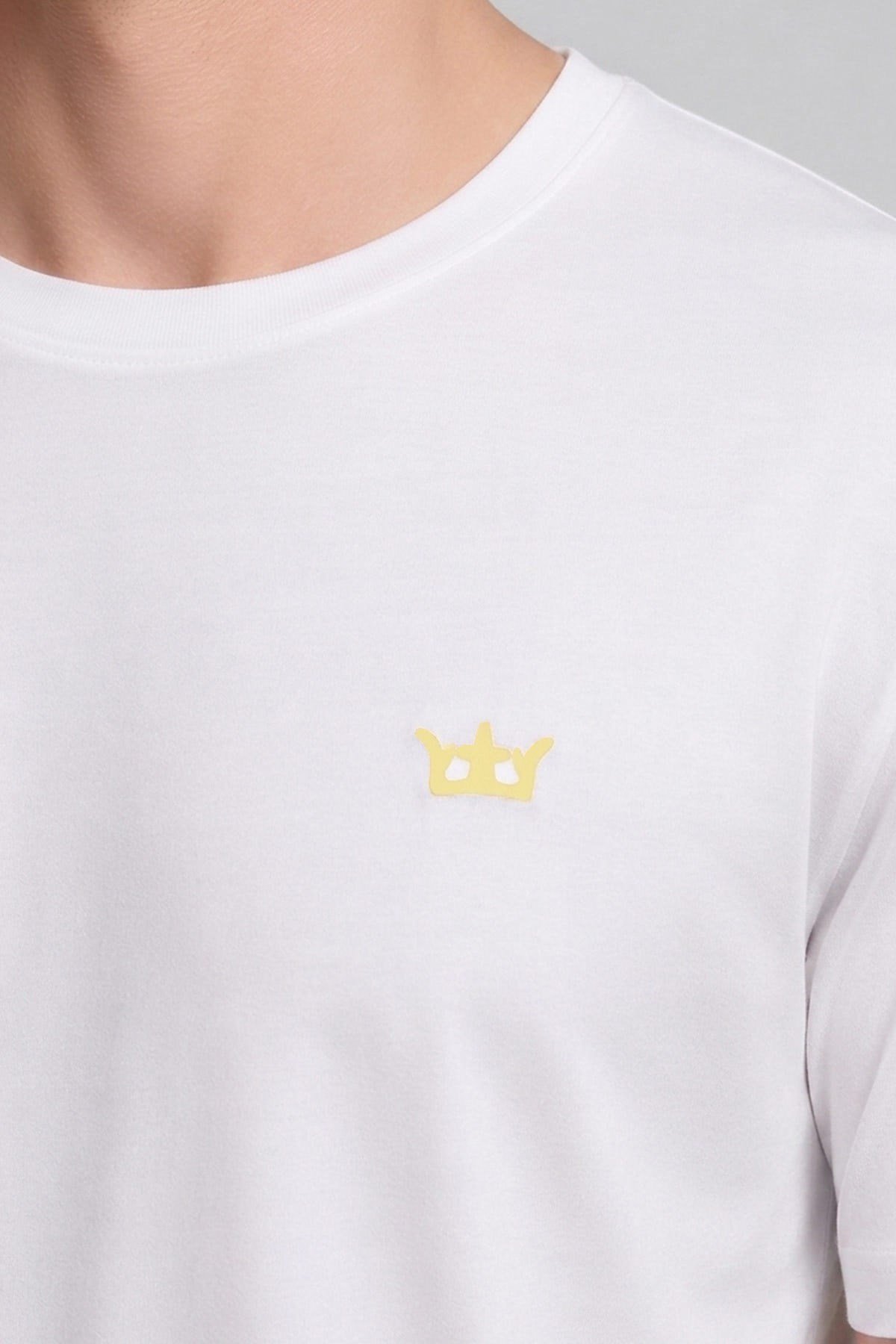 Mısırlı Erkek Pamuk Çizgili Pijama Takım Beyaz-Sarı