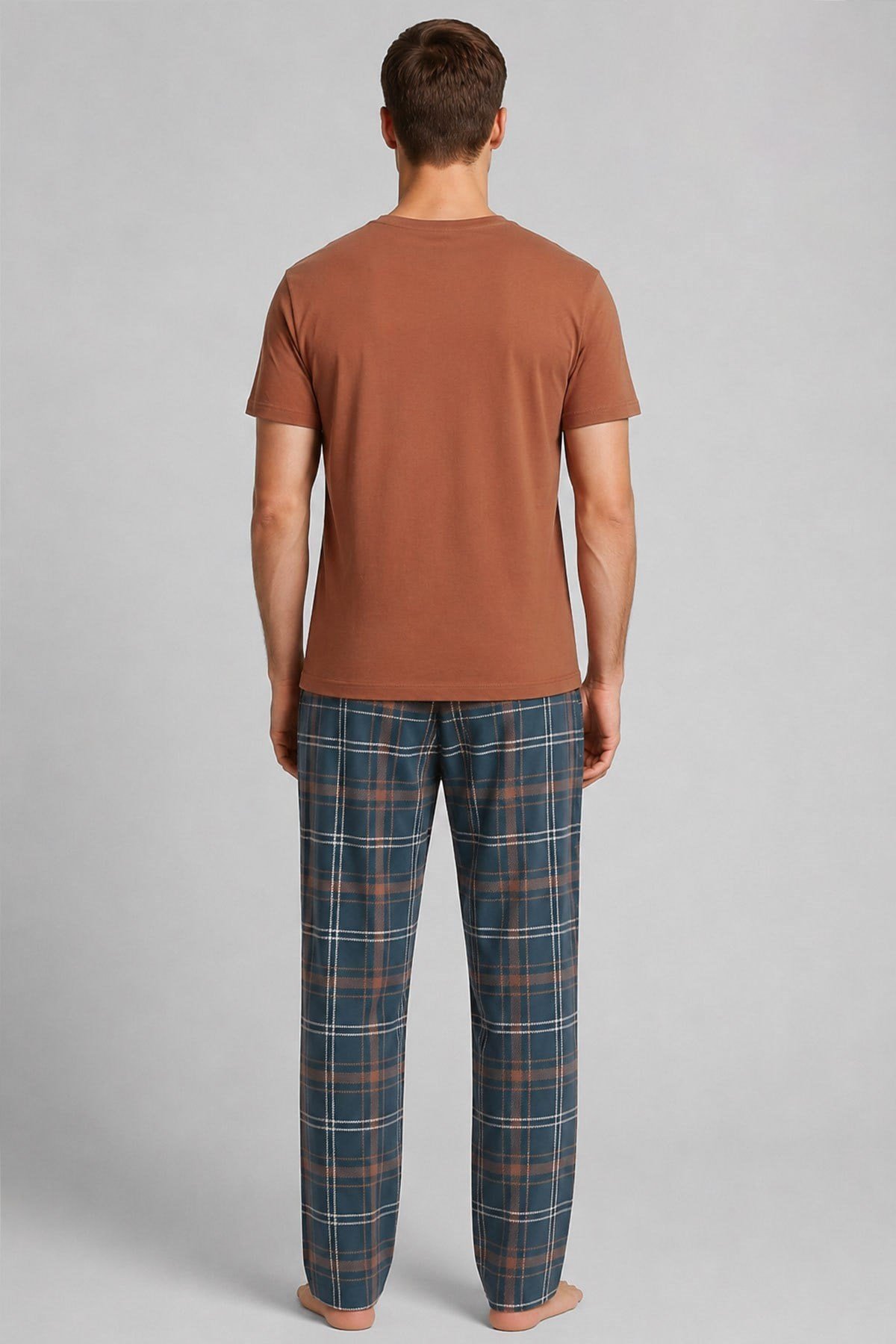Mısırlı Erkek Pamuk Kısa Kol Pijama Takım Oranj