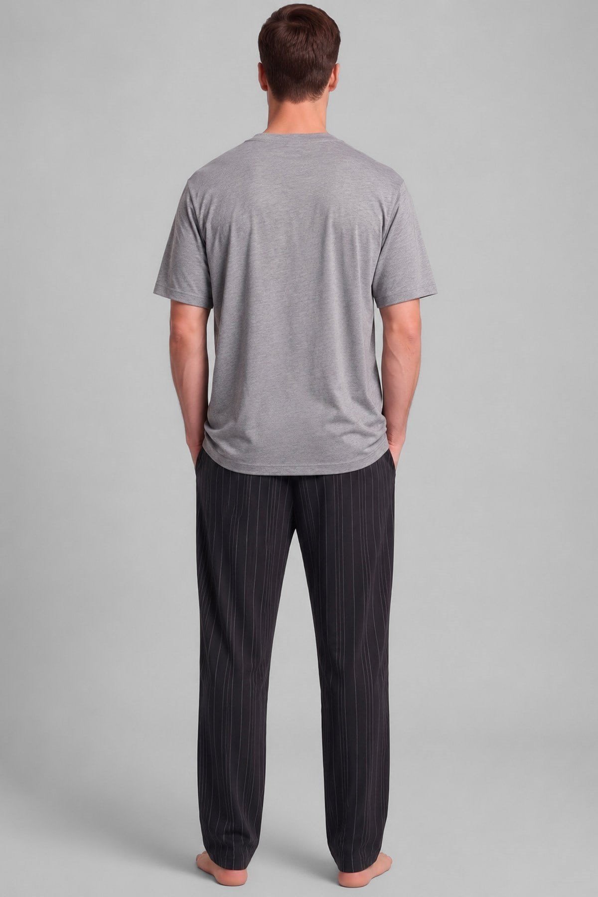 Mısırlı Erkek Relax Fit Penye T-Shirt Gri Melanj