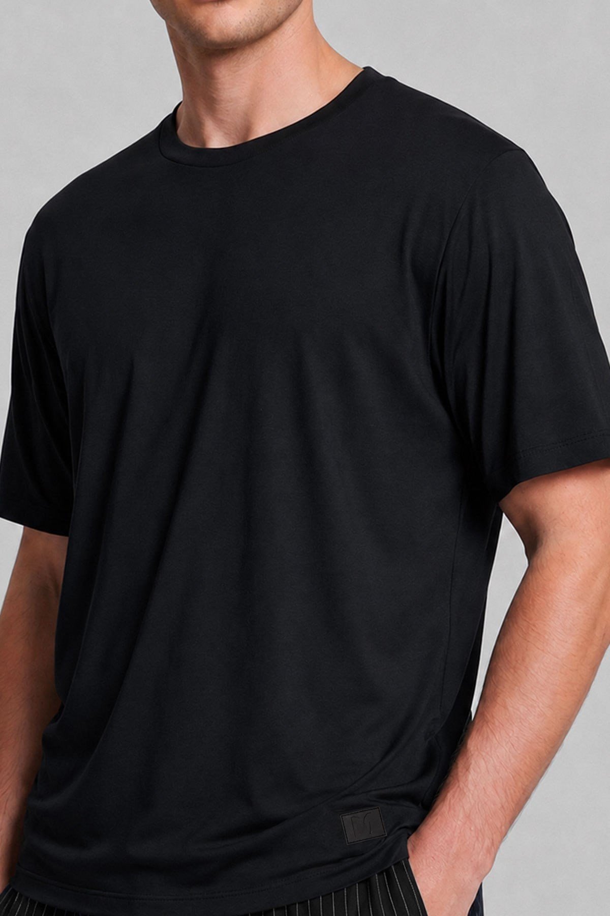 Mısırlı Erkek Relax Fit Penye T-Shirt Siyah