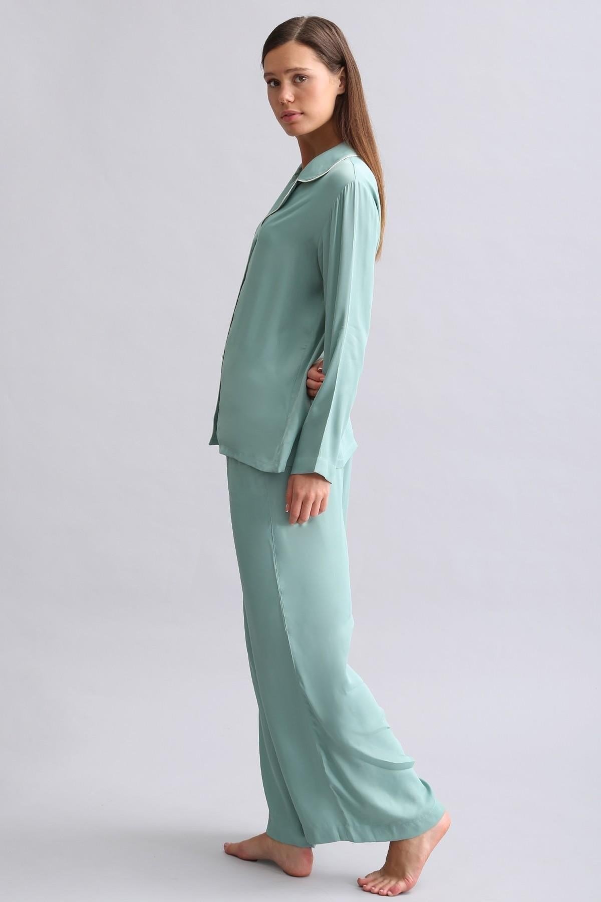 Mısırlı Kadın Bambu Pijama Takımı Çağla Yeşili