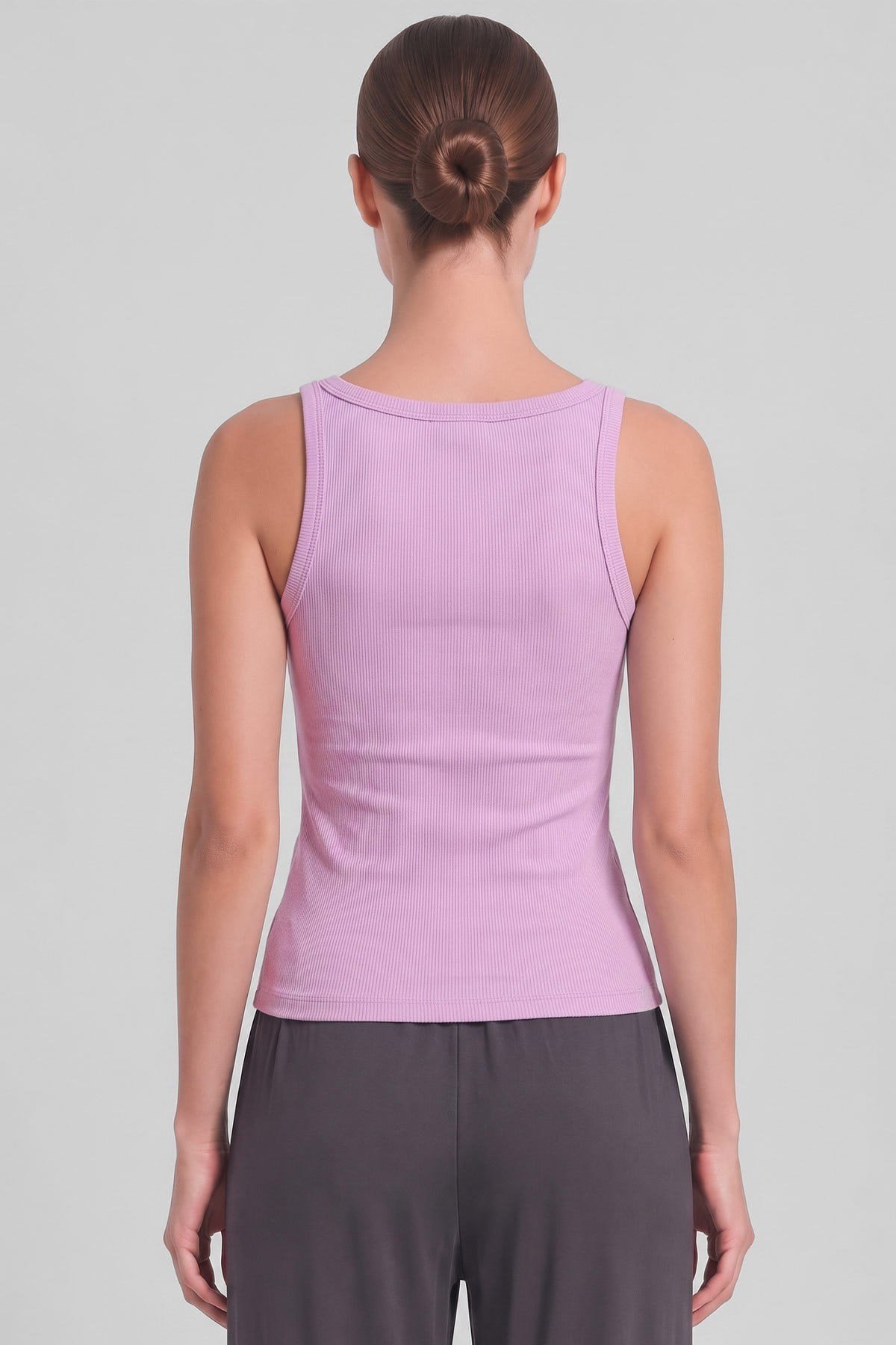Mısırlı Kadın Kaşkorse Sırtı Kapalı Askılı T-Shirt Pembe