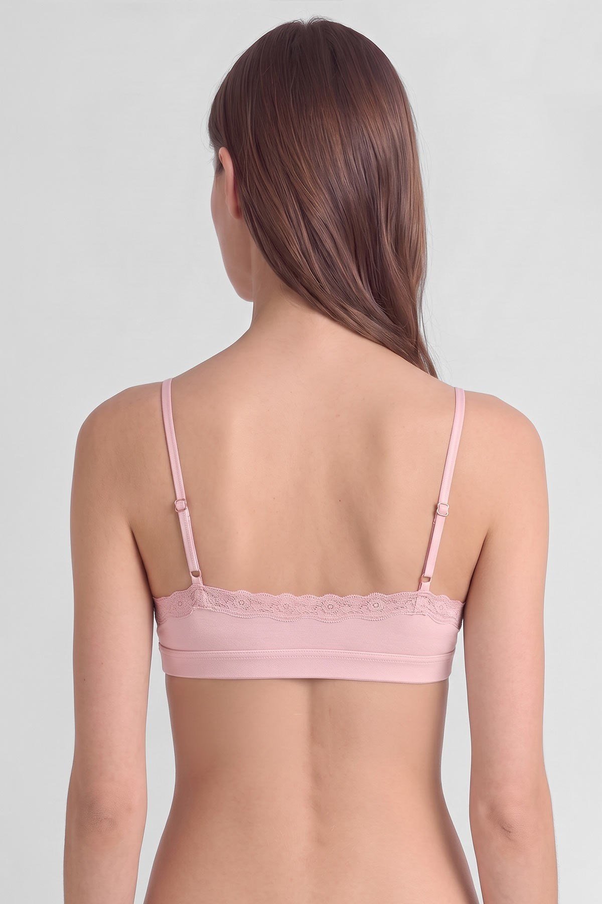 Mısırlı Kadın Modal Dantelli Seamless Bralet Pudra