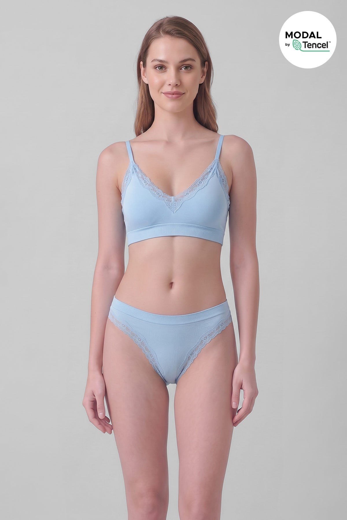 Mısırlı Kadın Modal Seamless Brief Slip Açık Mavi
