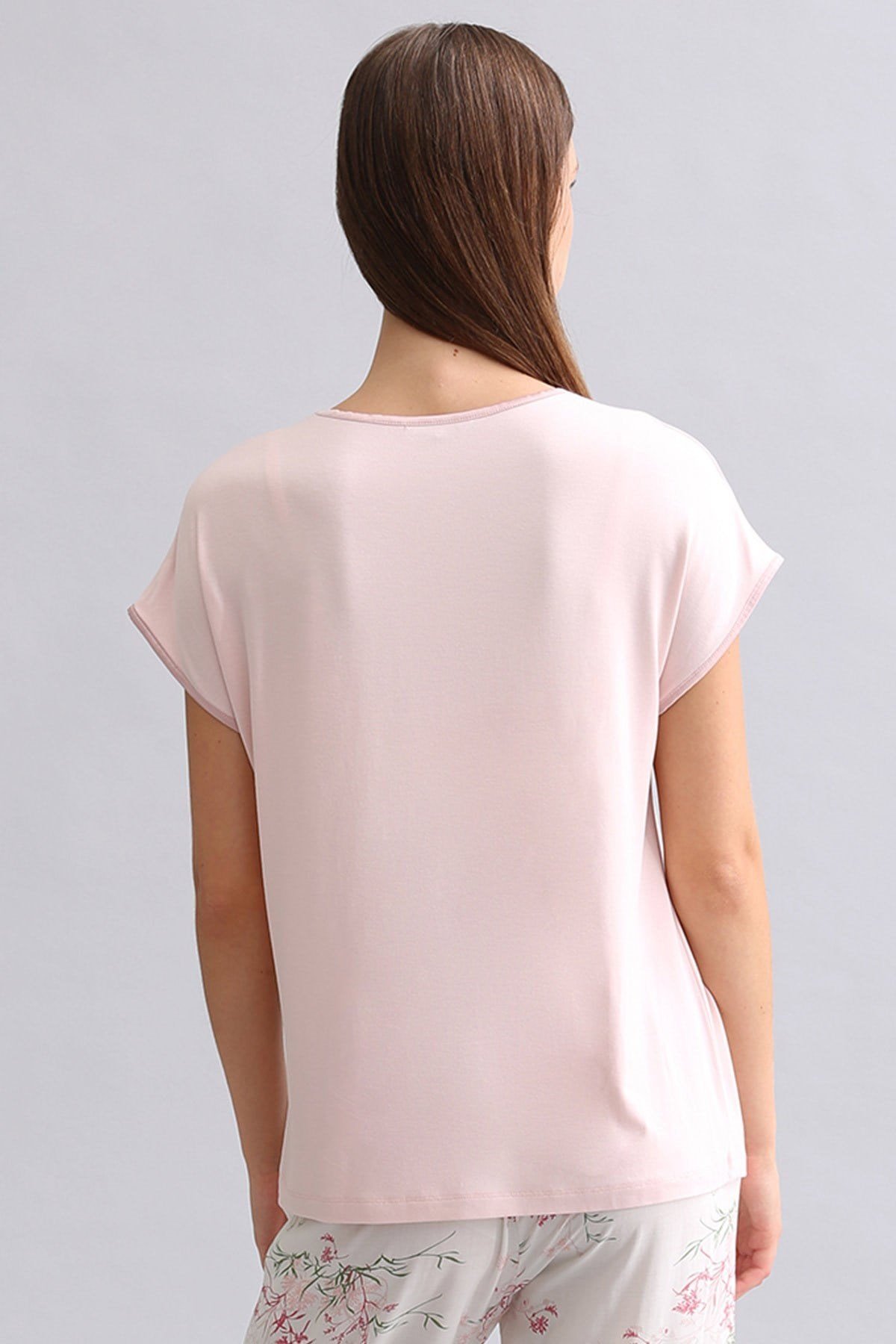 Mısırlı Kadın Örme Kısa Kol T-Shirt Açık Pembe