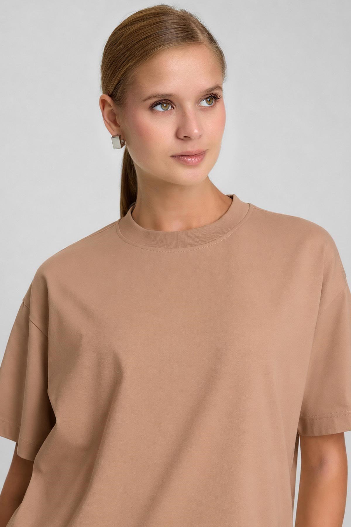 Mısırlı Kadın Oversize T-Shirt Koyu Kahverengi
