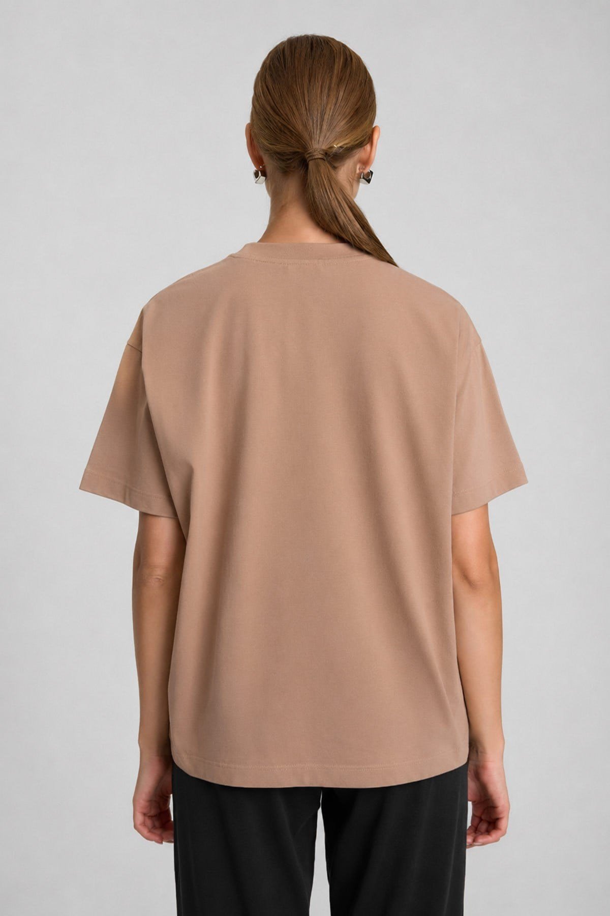 Mısırlı Kadın Oversize T-Shirt Koyu Kahverengi