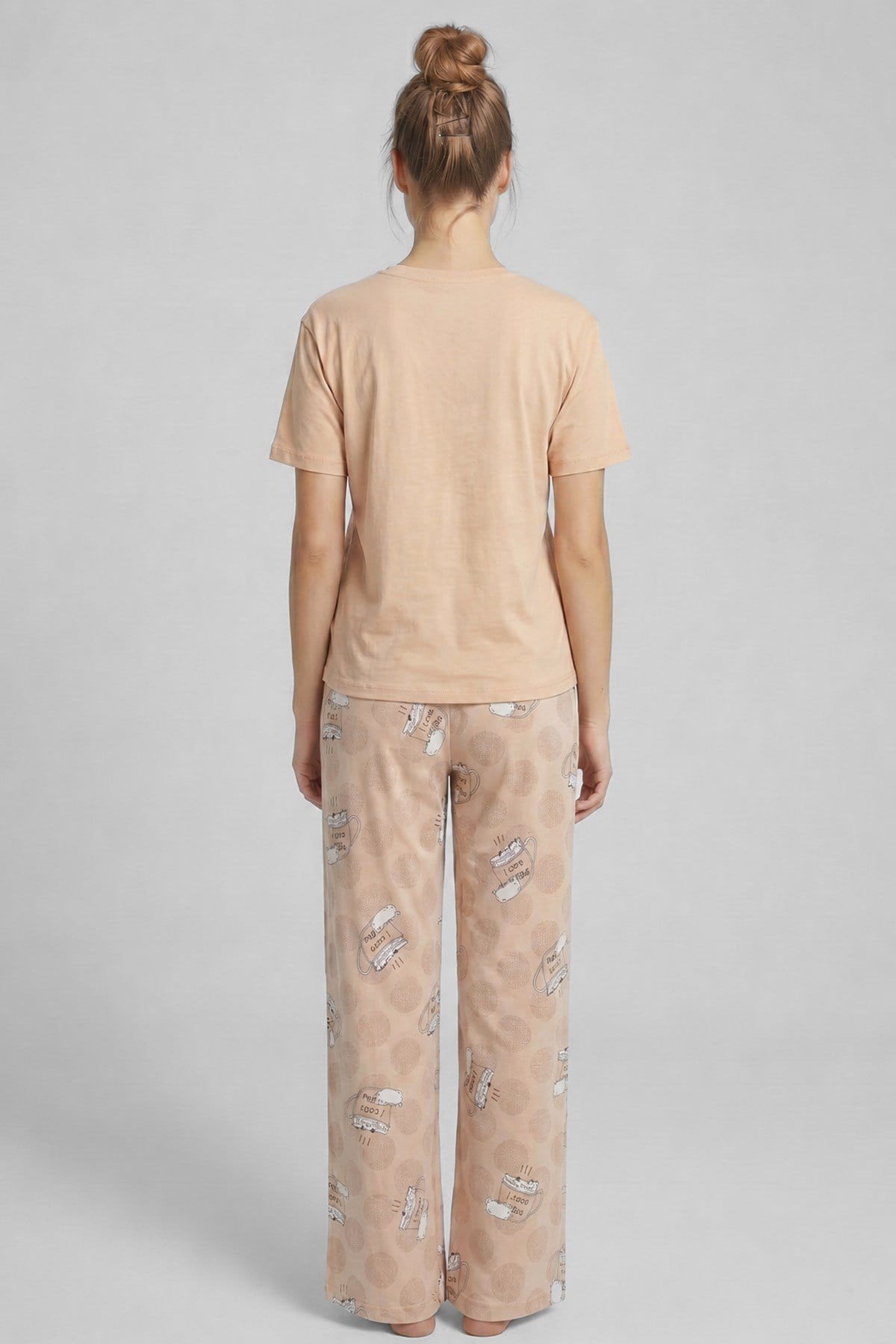 Mısırlı Kadın Pamuklu Pijama Takım Bej