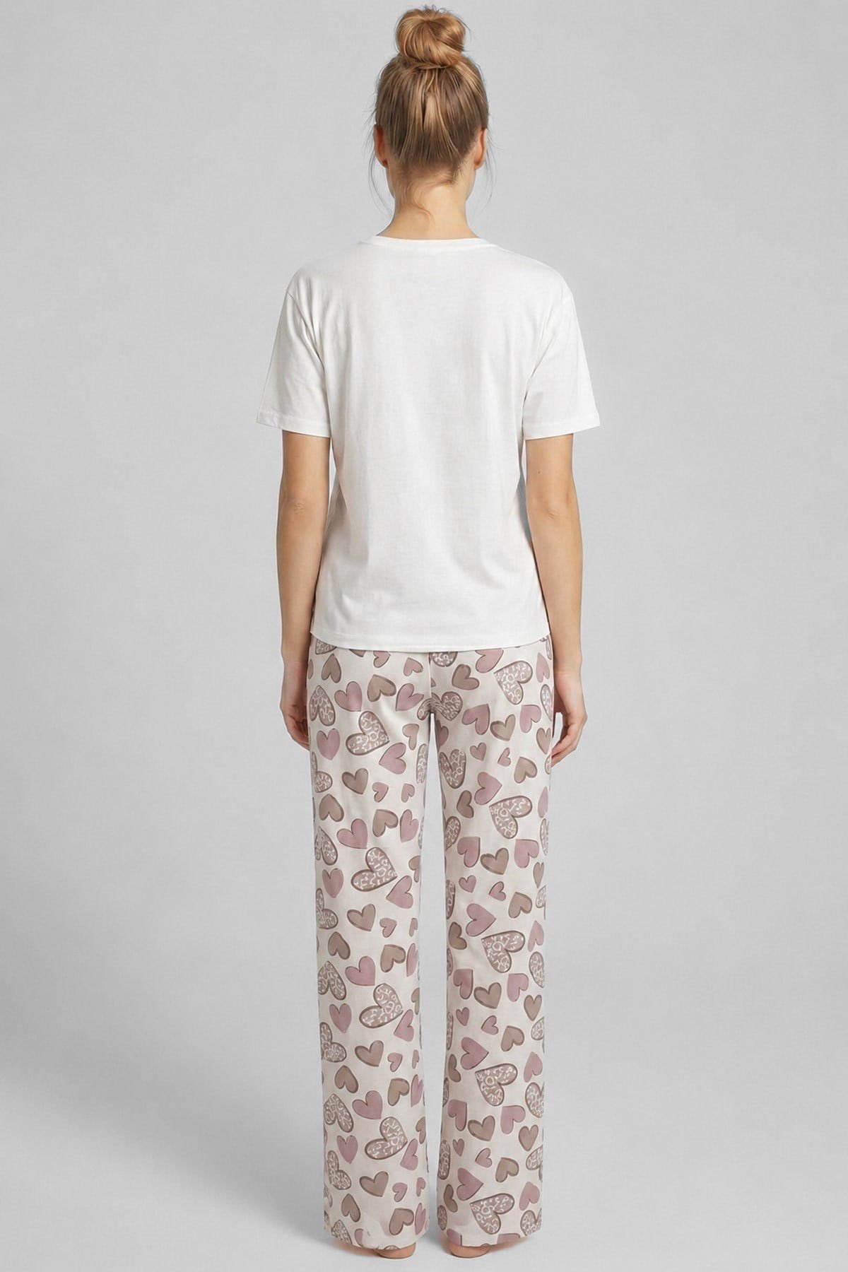 Mısırlı Kadın Pamuklu Pijama Takım Beyaz
