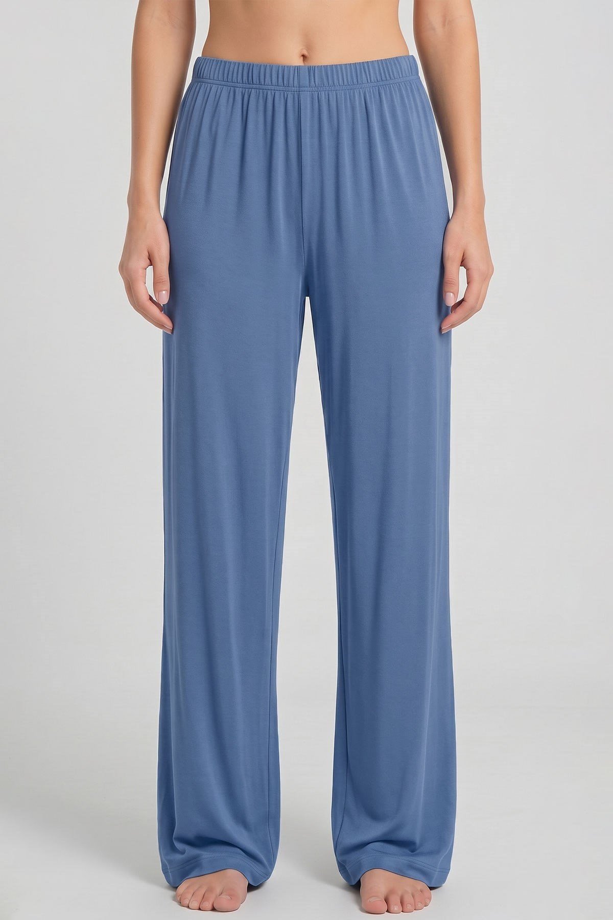 Mısırlı Kadın Viskon Alt Pijama Denim Mavi