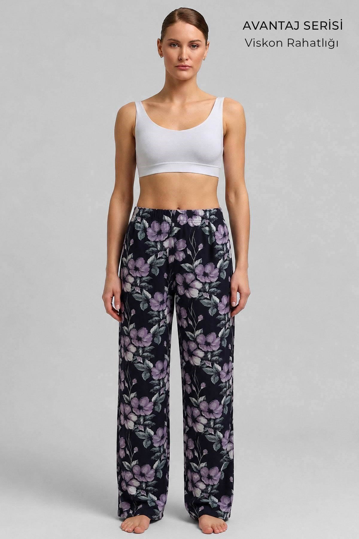 Mısırlı Kadın Viskon Alt Pijama Siyah