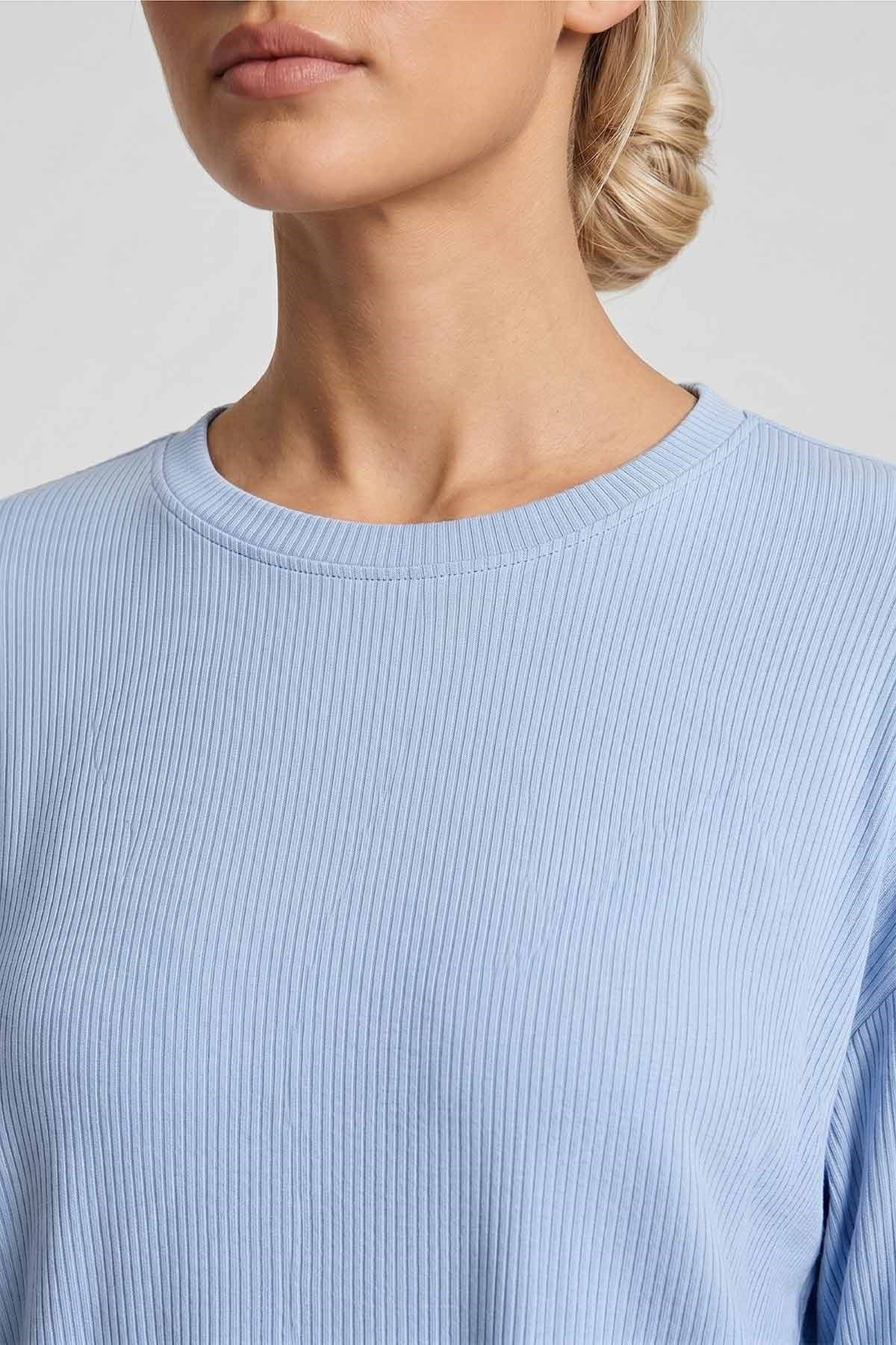 Mısırlı Kadın Viskon Oversize T-Shirt Şort Takım Mavi