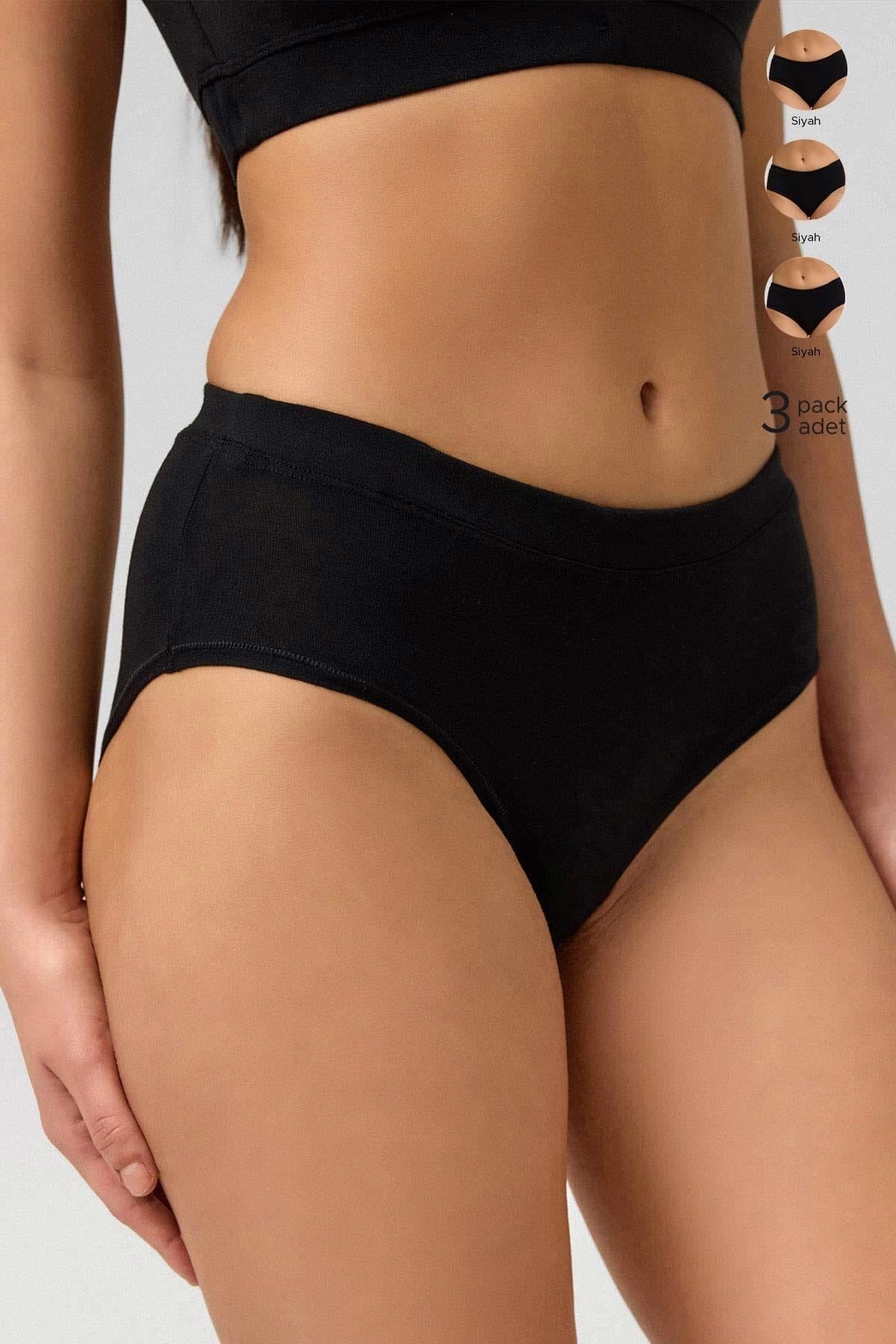 Mısırlı Modal By TENCEL HERA Brief Gizli Lastikli 3'Lü Slip Külot Siyah