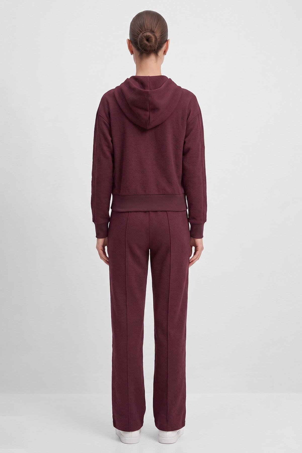 Mısırlı Monogram Desen Ceket Pantolon Takım Bordo