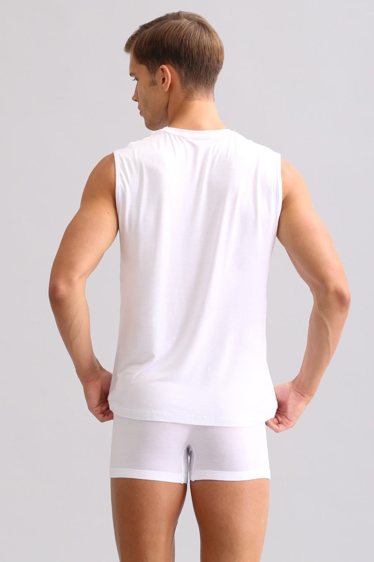 Mısırlı ORGANIC Pamuklu ZEUS LUXURY Regular Fit Bisiklet Yaka Sporcu Atlet / T-Shirt Beyaz