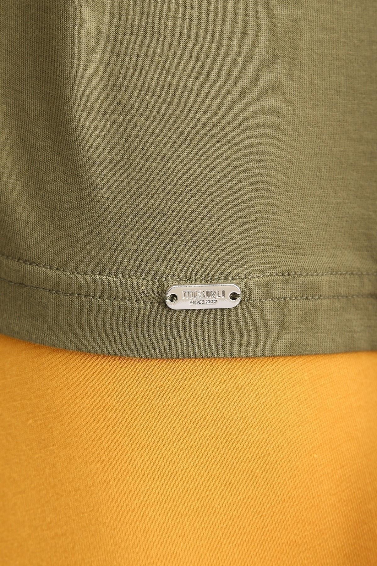 Mısırlı ORGANIC Pamuklu ZEUS LUXURY Regular Fit Bisiklet Yaka Sporcu Atlet / T-Shirt Haki Zeytin