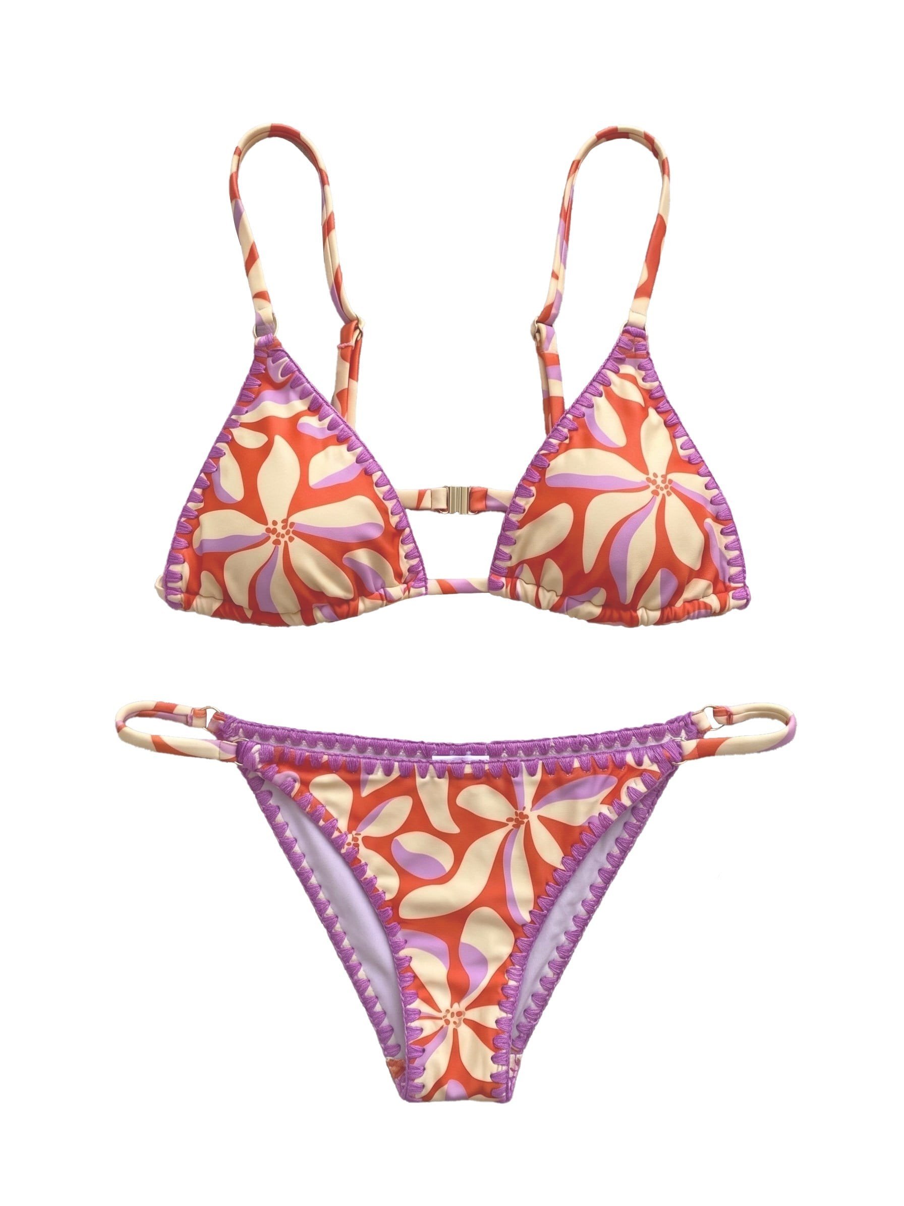 Mısırlı Üçgen Bikini Takım Flower