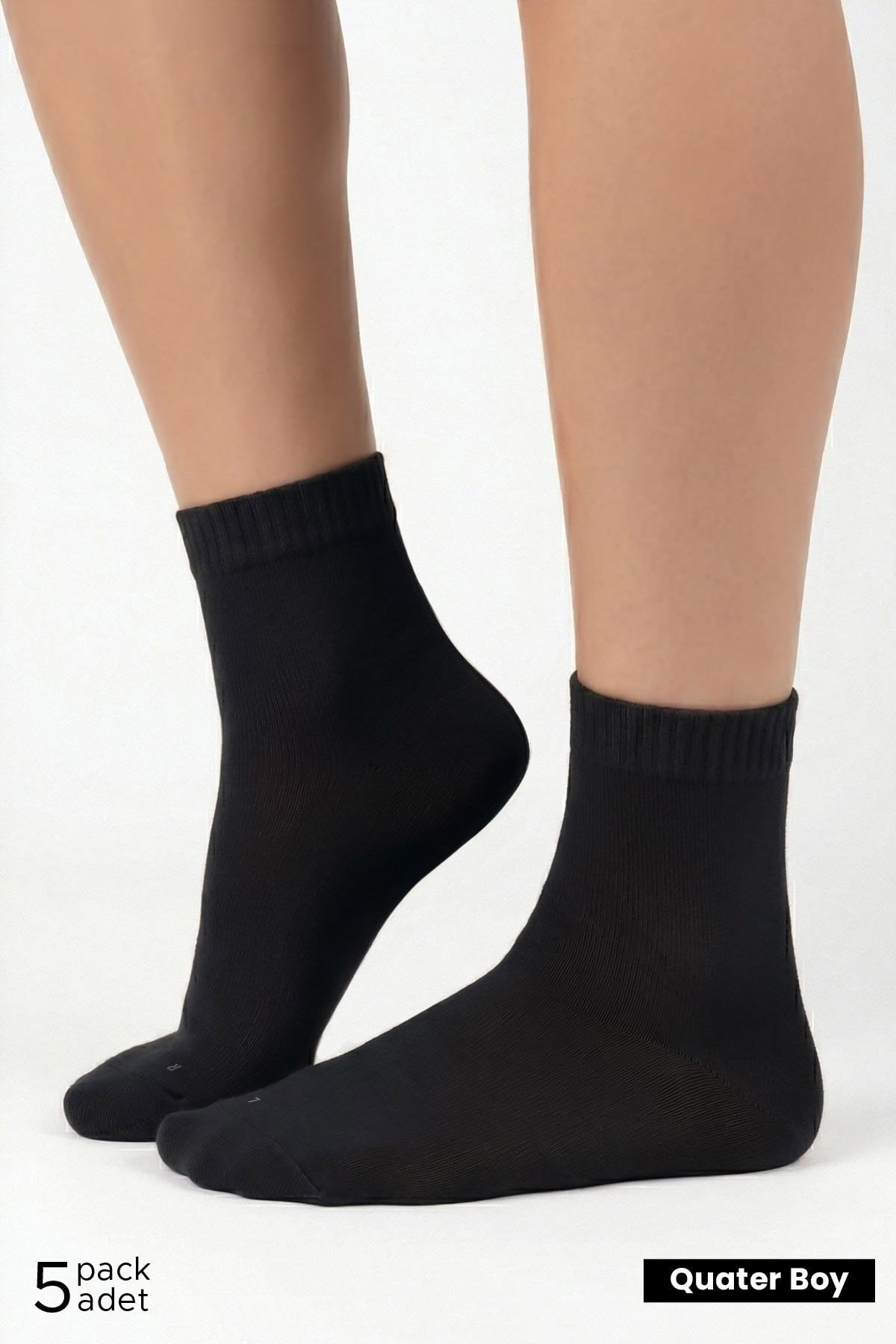 Mısırlı Unisex Bambu 5 Çift Diabetiker Lastiksiz Kısa Konç Çorap Siyah