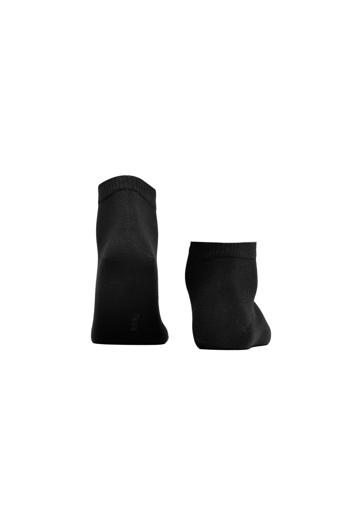Mısırlı Unisex Bambu 5 Çift Diabetiker Lastiksiz Sneaker Çorap Siyah