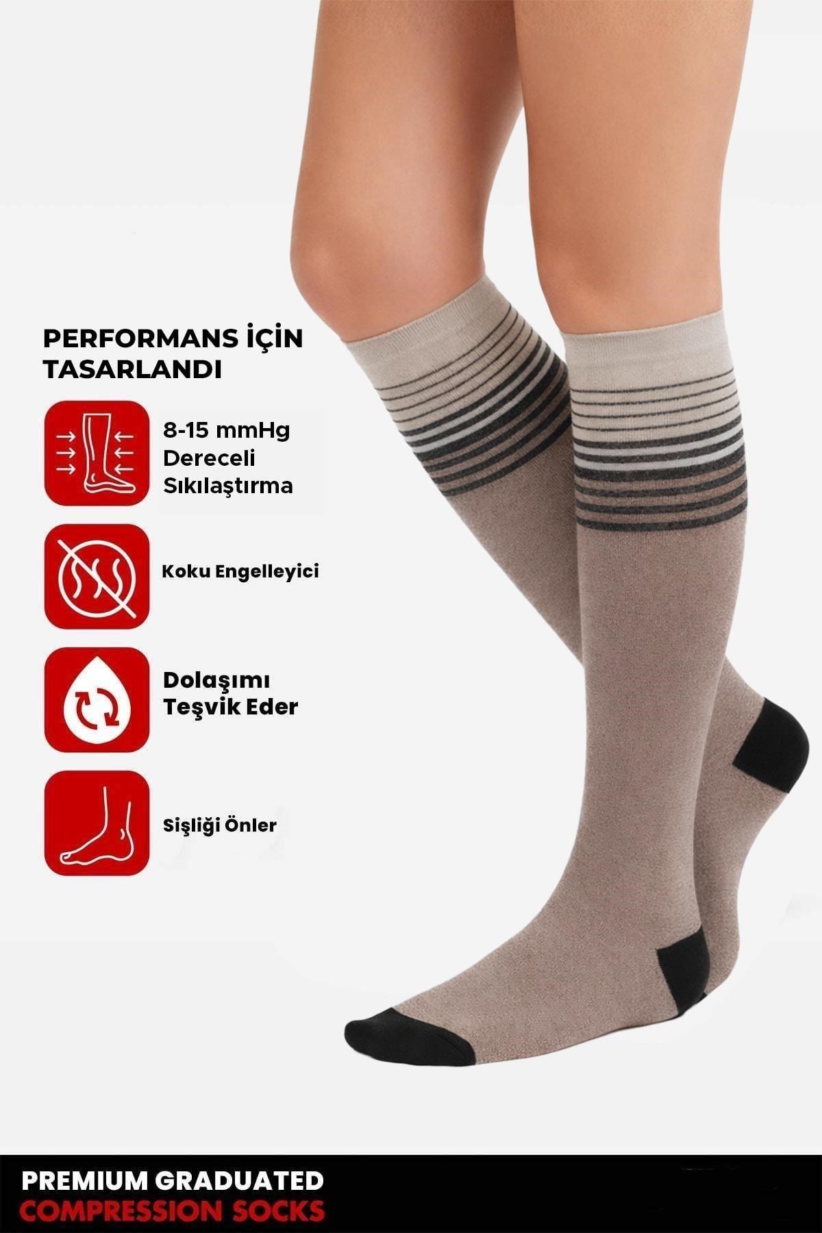 Mısırlı Unisex Bambu Özel Sıkılaştırıcı Teknolojiyle Uçuş Ve Pilot Diz Altı Çorap Vizon