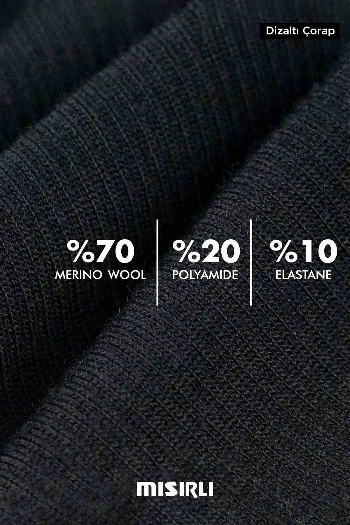 Mısırlı Unisex Merino Yününden Özel Sıkılaştırıcı Teknolojiyle Uçuş Ve Pilot Diz Altı Çorap Siyah