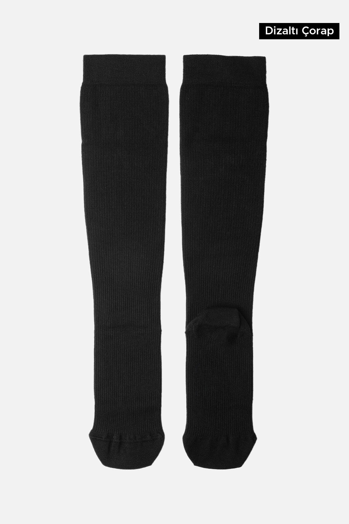 Mısırlı Unisex Merino Yününden Özel Sıkılaştırıcı Teknolojiyle Uçuş Ve Pilot Diz Altı Çorap Siyah