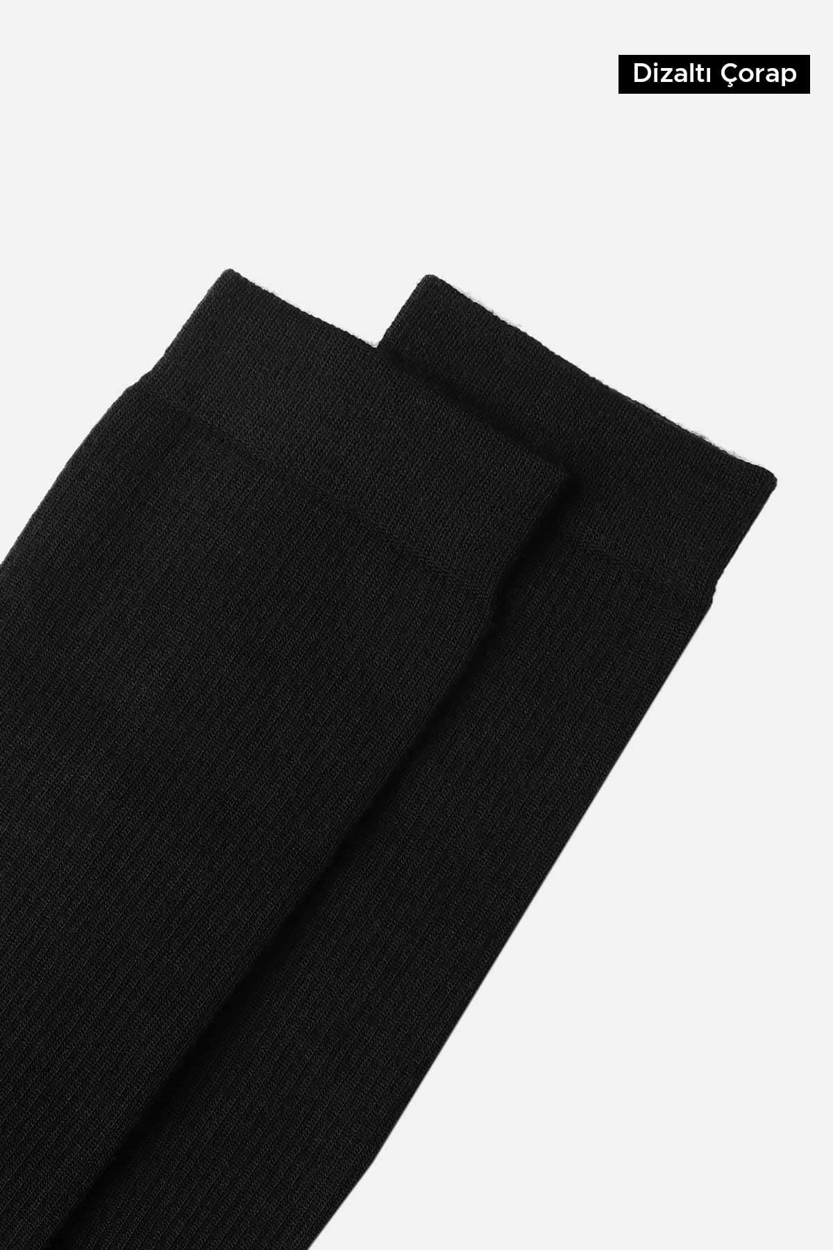 Mısırlı Unisex Merino Yününden Özel Sıkılaştırıcı Teknolojiyle Uçuş Ve Pilot Diz Altı Çorap Siyah