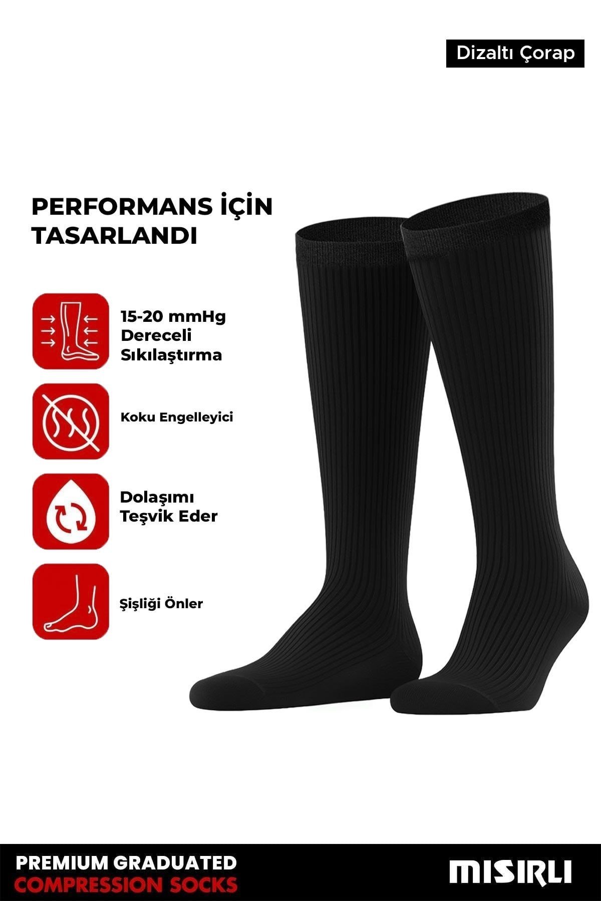 Mısırlı Unisex Microfiber Özel Sıkılaştırıcı Teknolojiyle Uçuş Ve Pilot Diz Altı Çorap Siyah