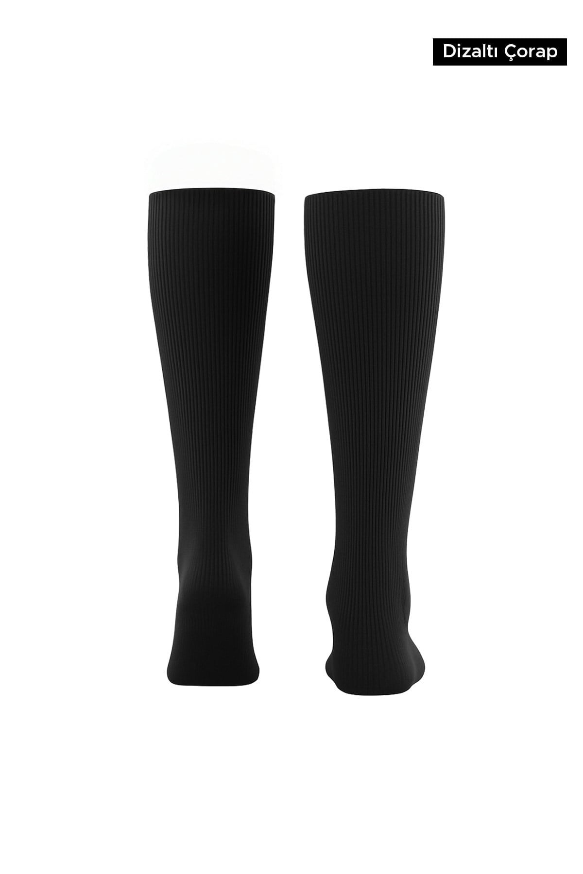 Mısırlı Unisex Microfiber Özel Sıkılaştırıcı Teknolojiyle Uçuş Ve Pilot Diz Altı Çorap Siyah