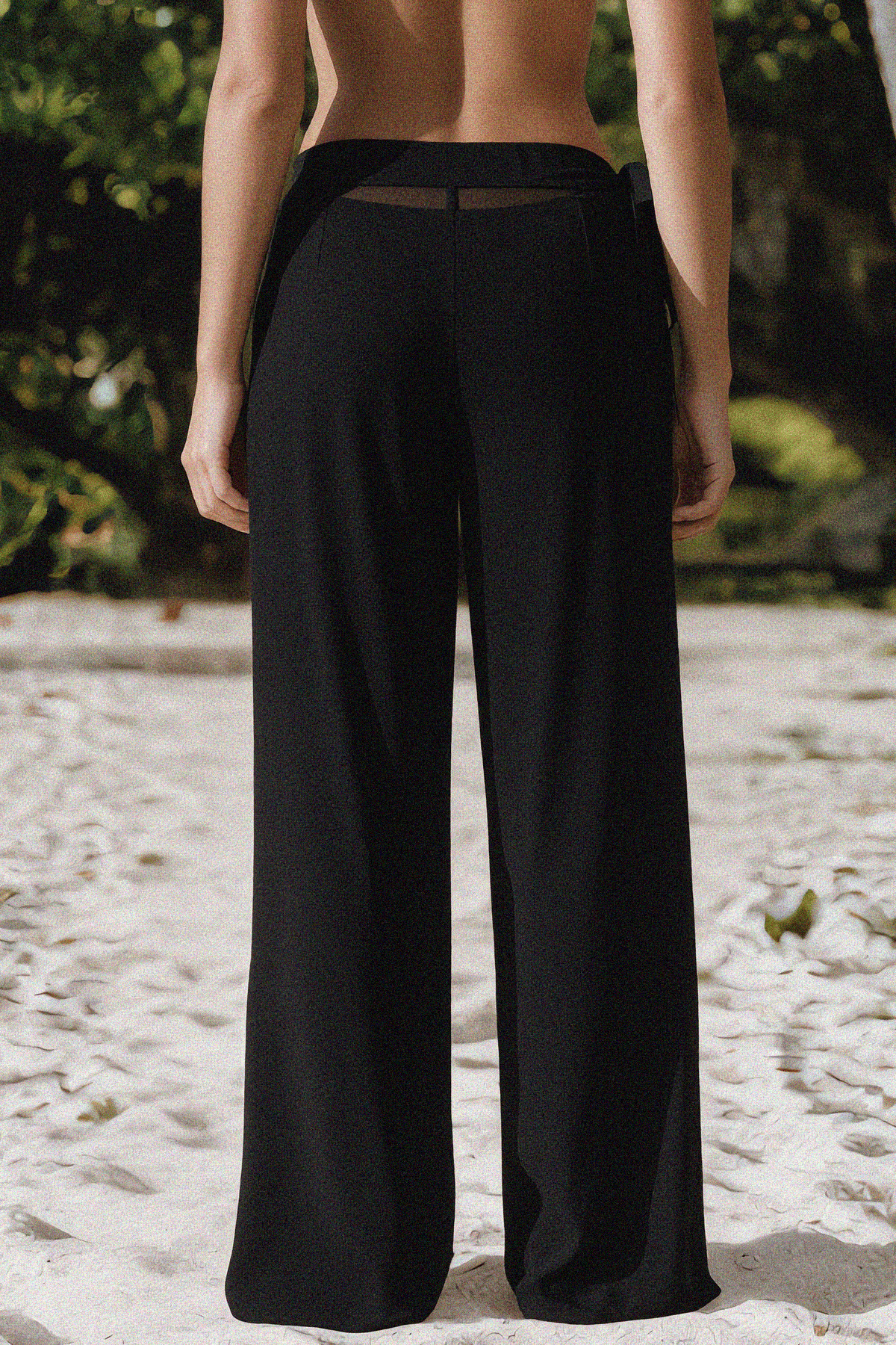 Mısırlı Yandan Bağlamalı Pantolon Pareo Siyah
