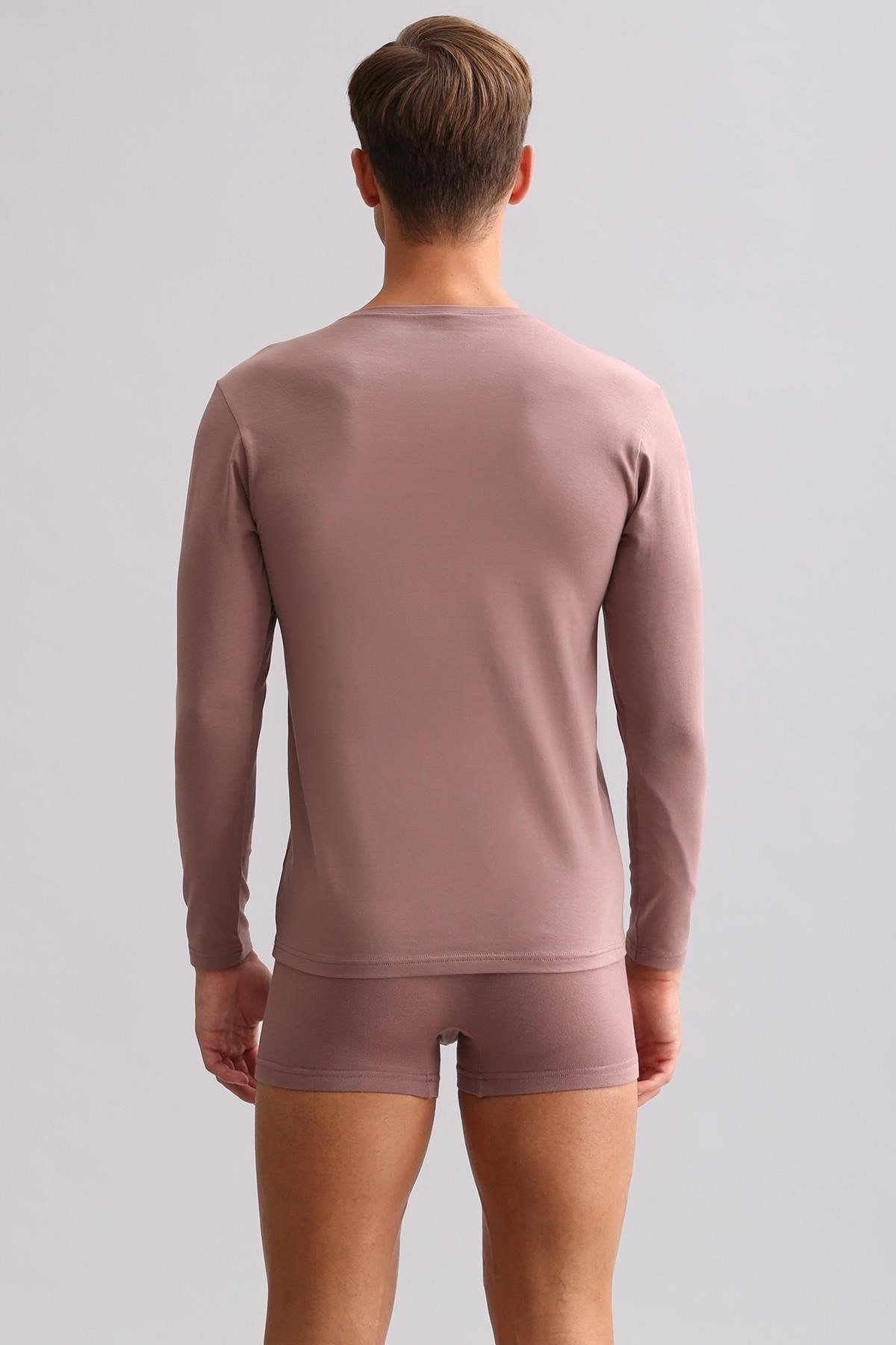 ORGANIC Pamuklu HERCULES Slim Fit Bisiklet Yaka Uzun Kollu Erkek Fanila Lavender
