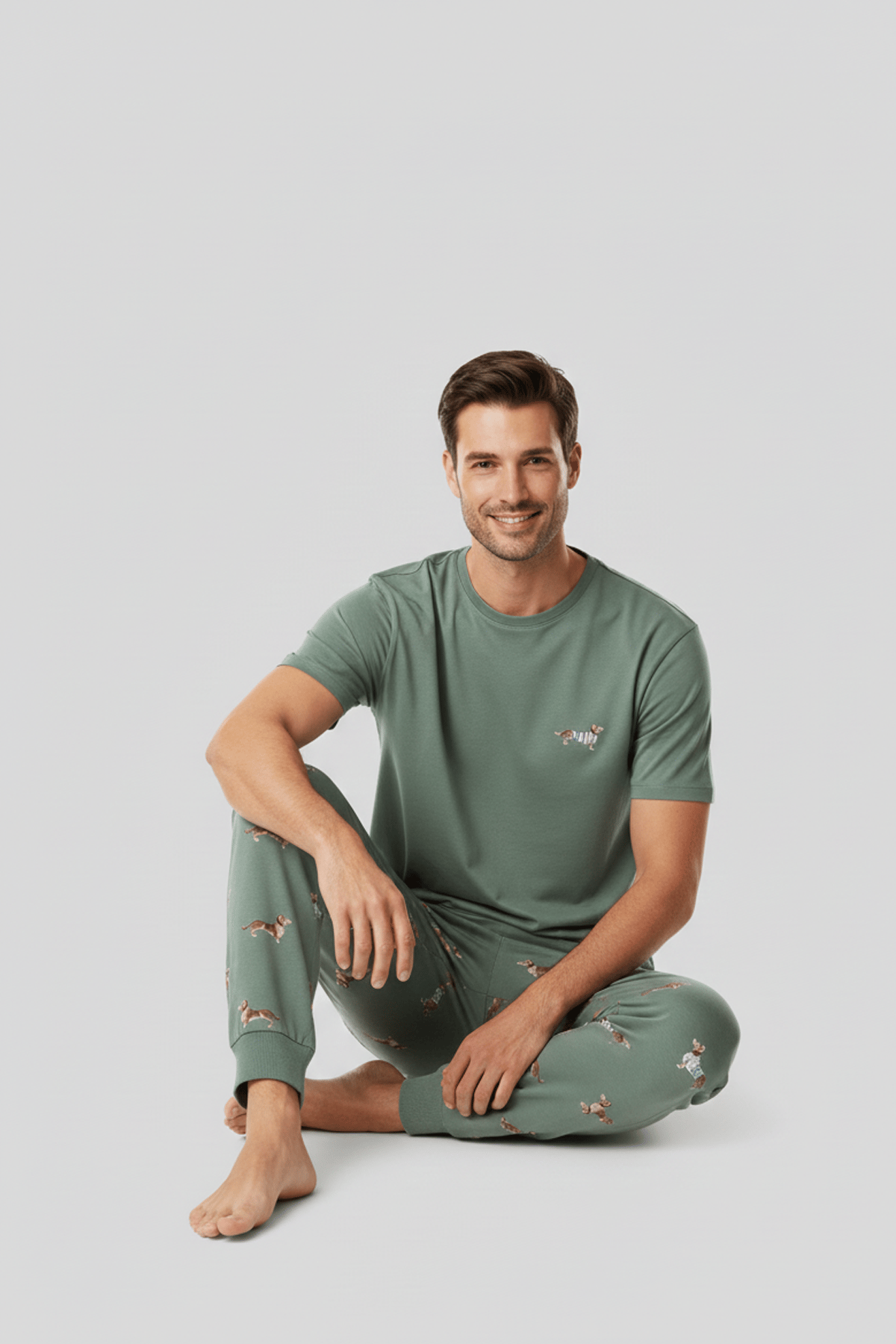 Pamuklu Kısa Kollu Pijama Takım Çağla Yeşili