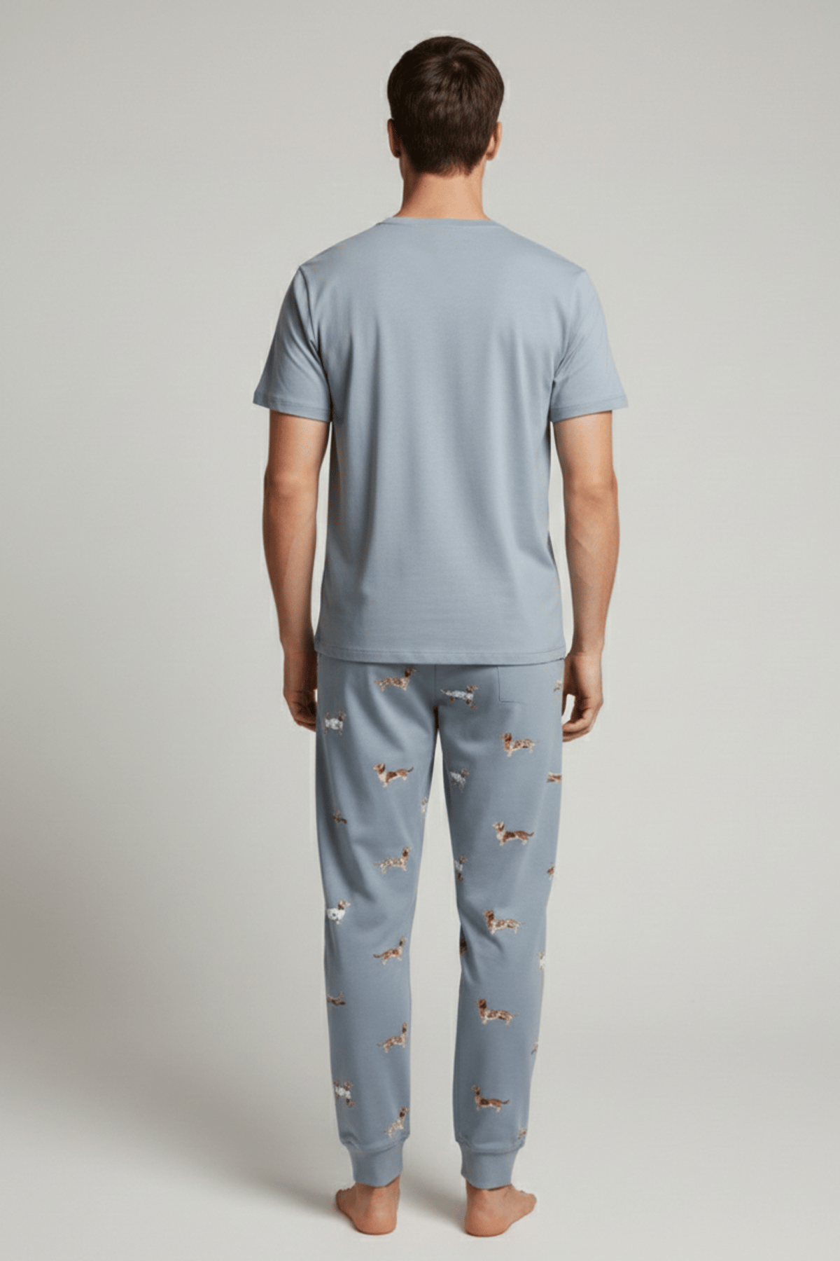 Pamuklu Kısa Kollu Pijama Takım Mavi