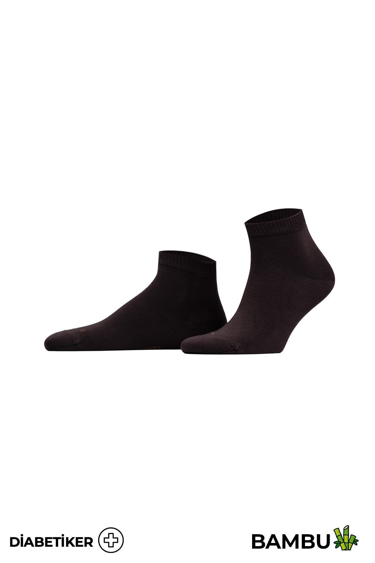 Unisex Bambu Diyabetik Sneaker Çorap Kahverengi