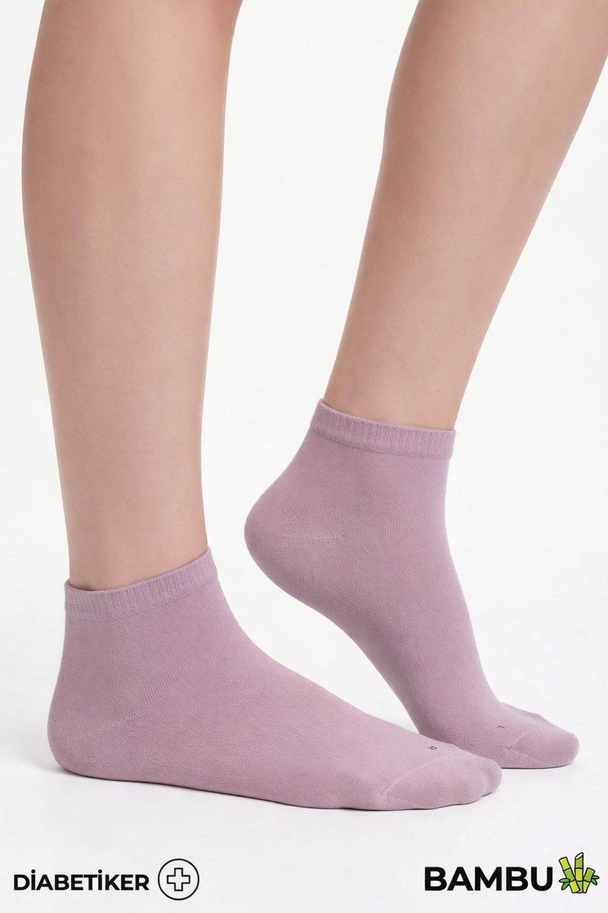 Unisex Bambu Diyabetik Sneaker Çorap Lavender