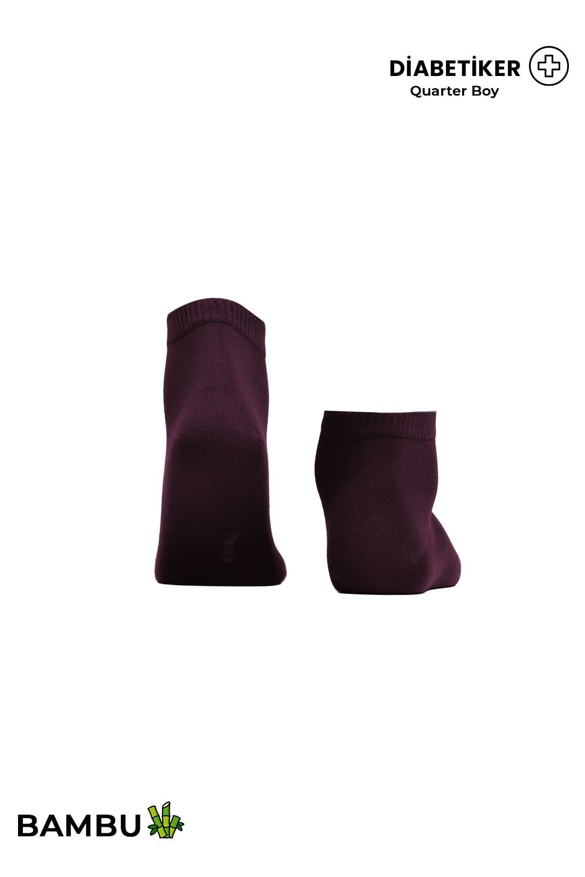 Unisex Diyabetik Bambu Kısa Konç Çorap Mor