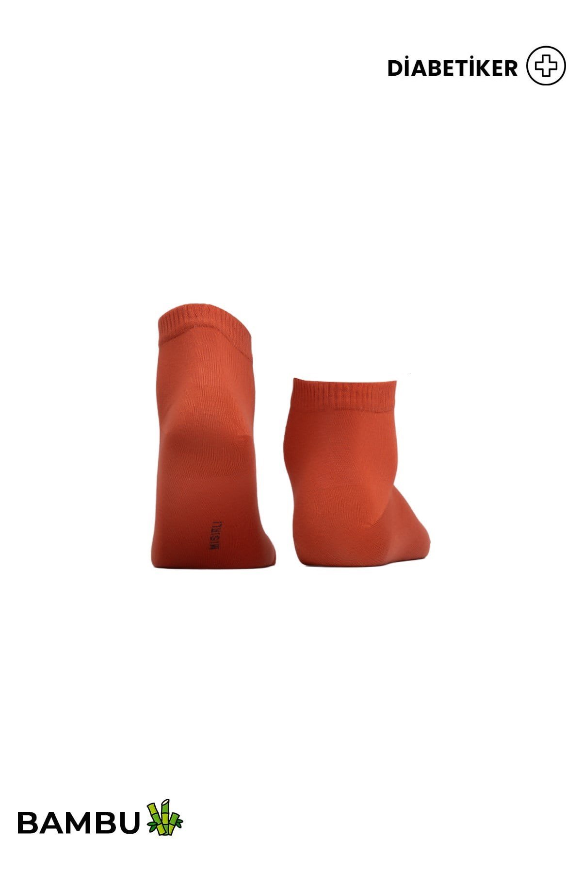 Unisex Diyabetik Bambu Kısa Konç Çorap Pas Kırmızı