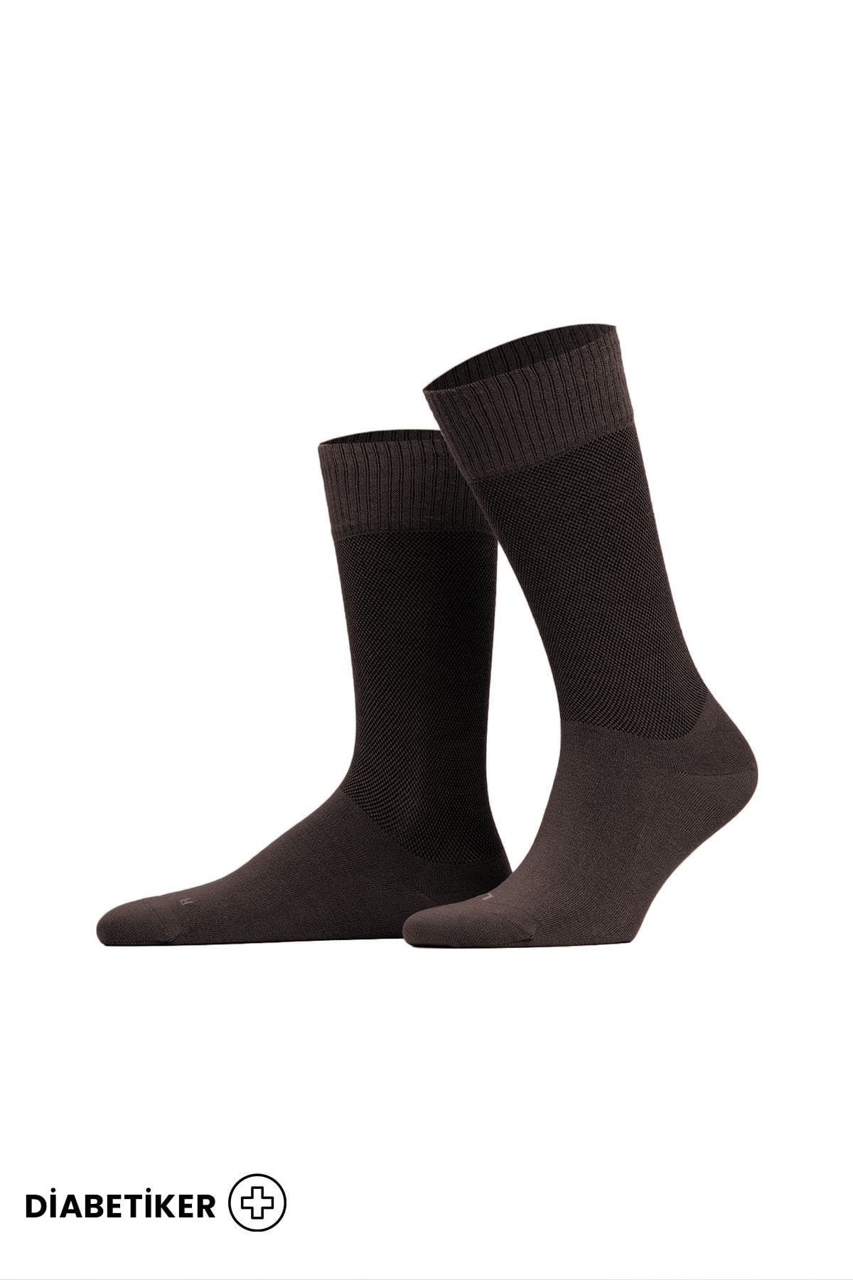 Unisex Diyabetik Bambu Soket Çorap Kahverengi