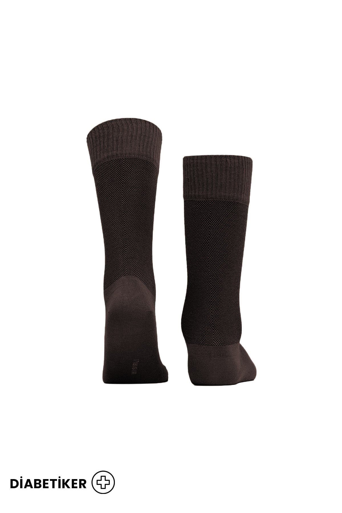 Unisex Diyabetik Bambu Soket Çorap Kahverengi