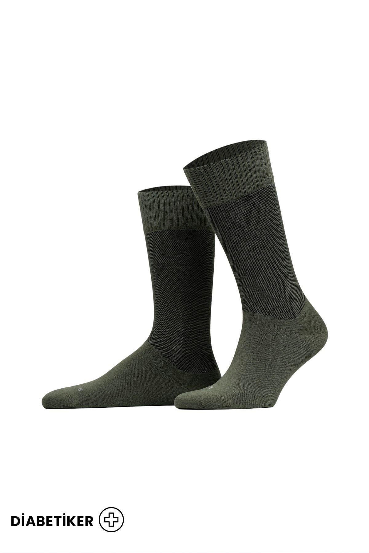 Unisex Diyabetik Bambu Soket Çorap Koyu Haki