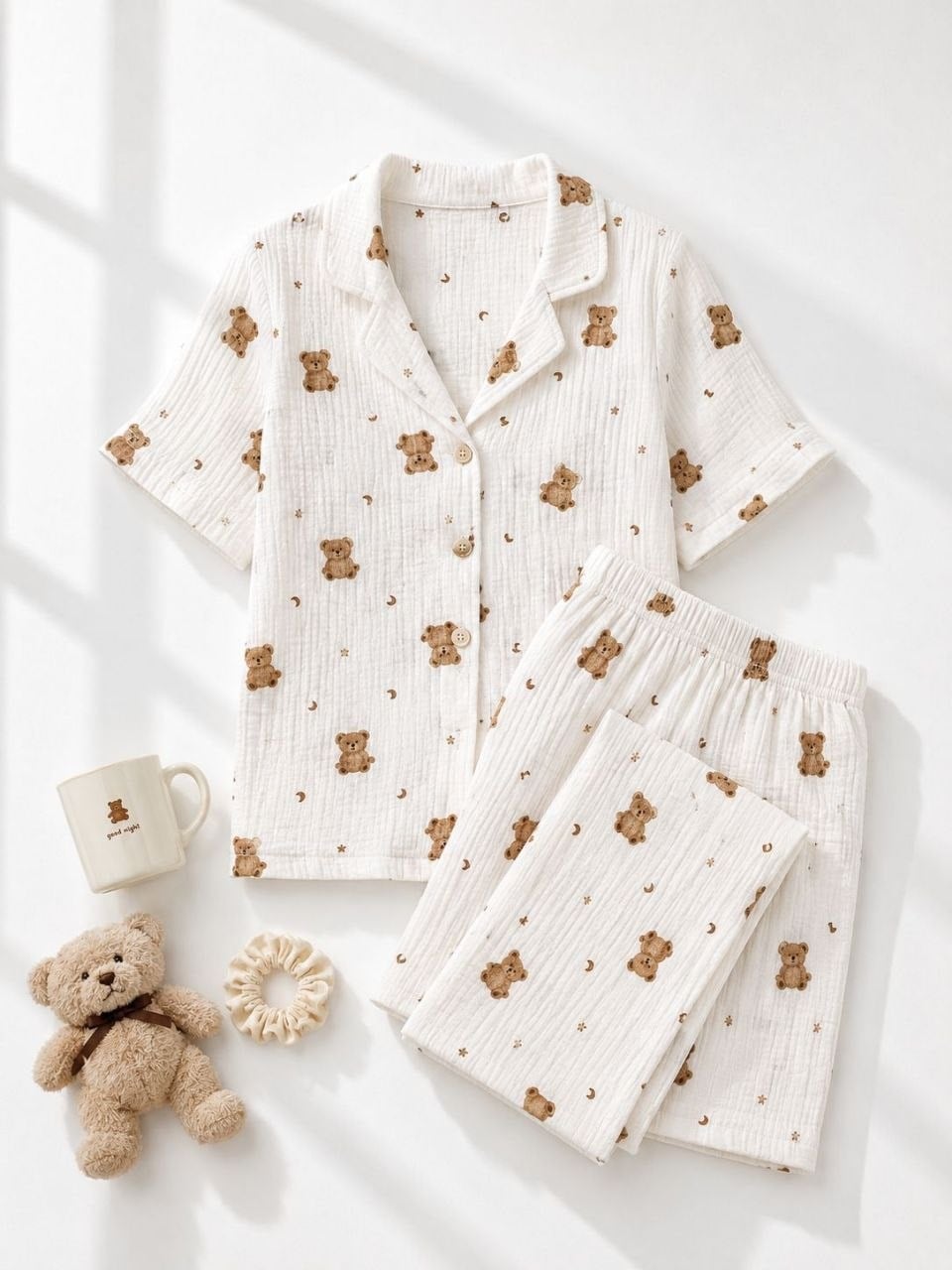SUISY-Ayıcık Desenli Uzun Pijama Takımı SUISY COLLECTION