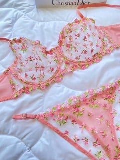 SUISY-Custom Size Floral Embroidery Pink Set SUISY COLLECTION