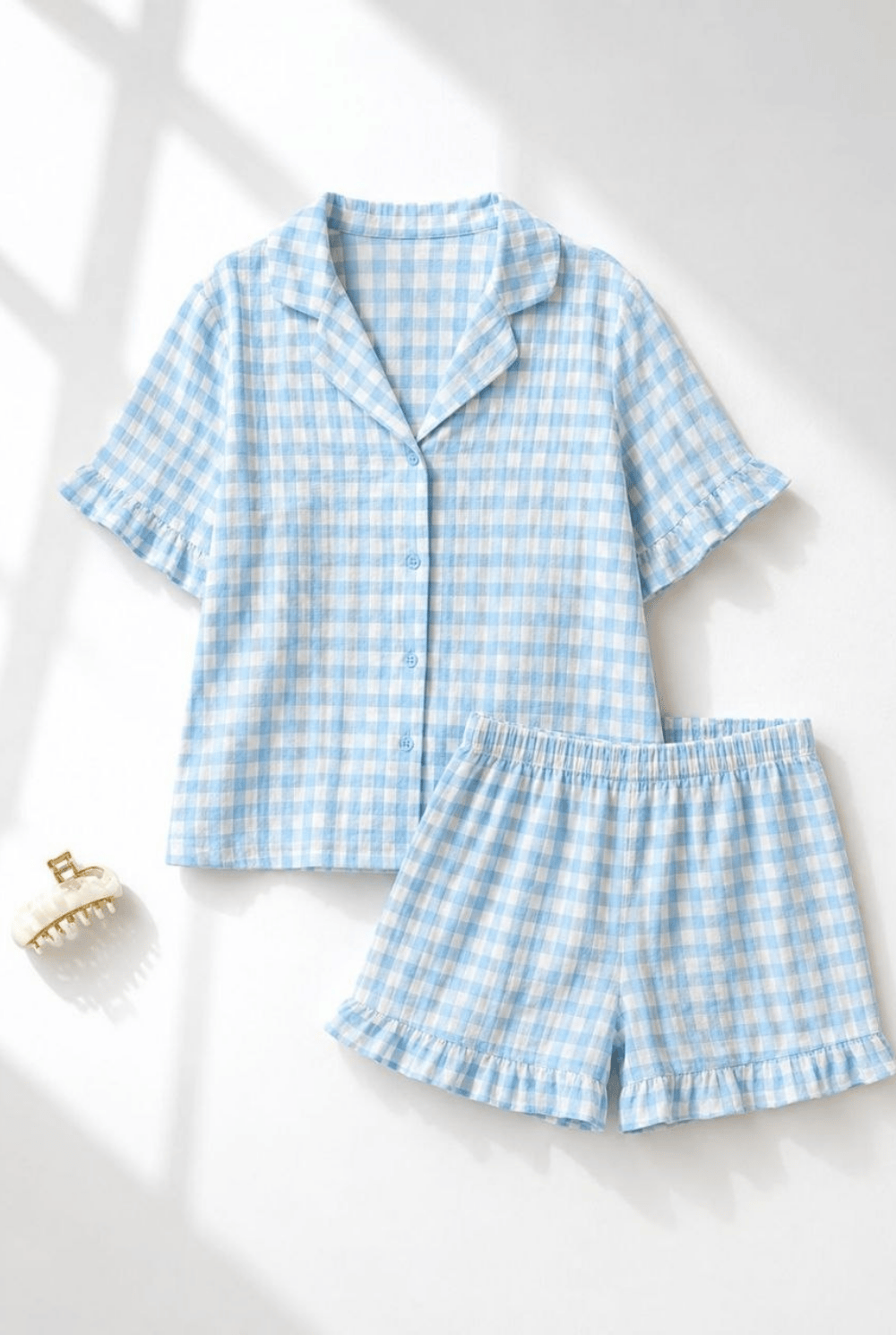SUISY-Mavi Pötikareli Şortlu Pijama Takımı  SUISY COLLECTION