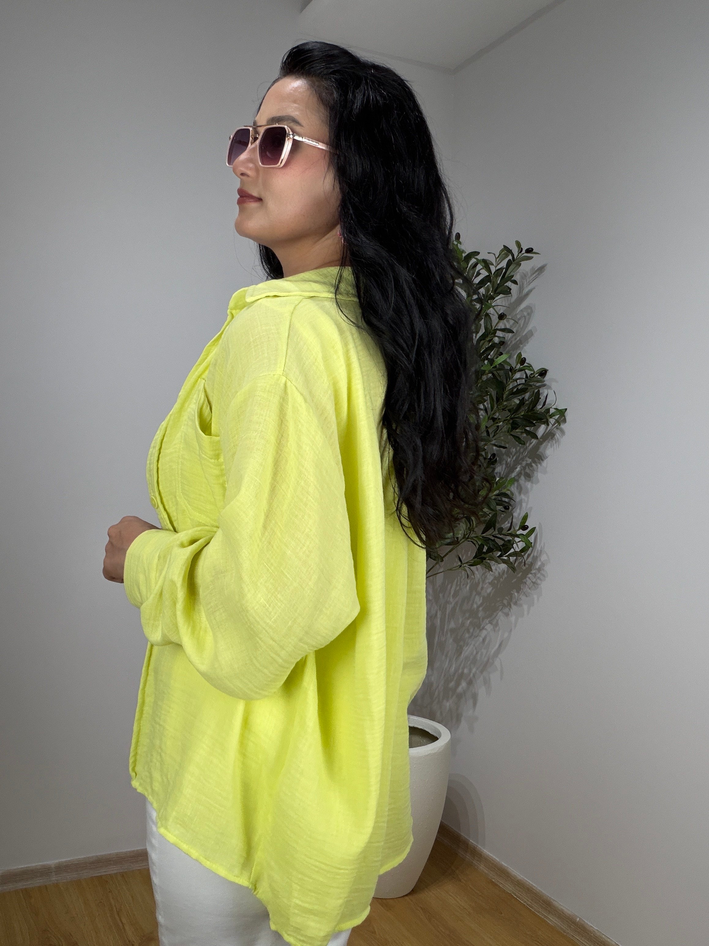 Müslin Oversize Gömlek Yeşil