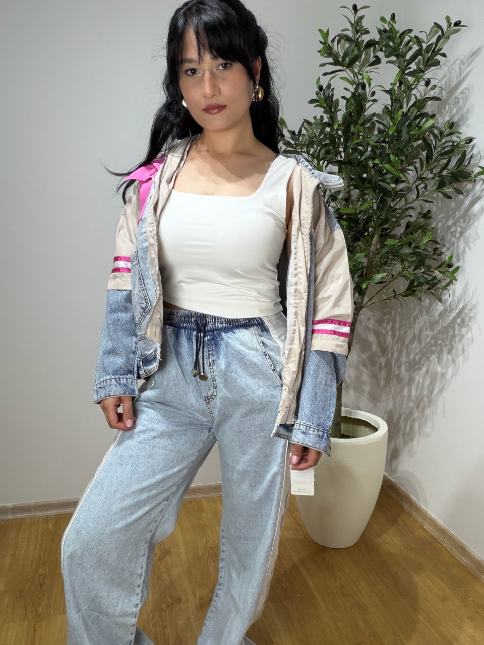 Taş Denim Garnili Tasarım Ceket