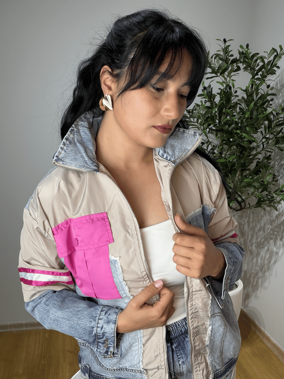 Taş Denim Garnili Tasarım Ceket