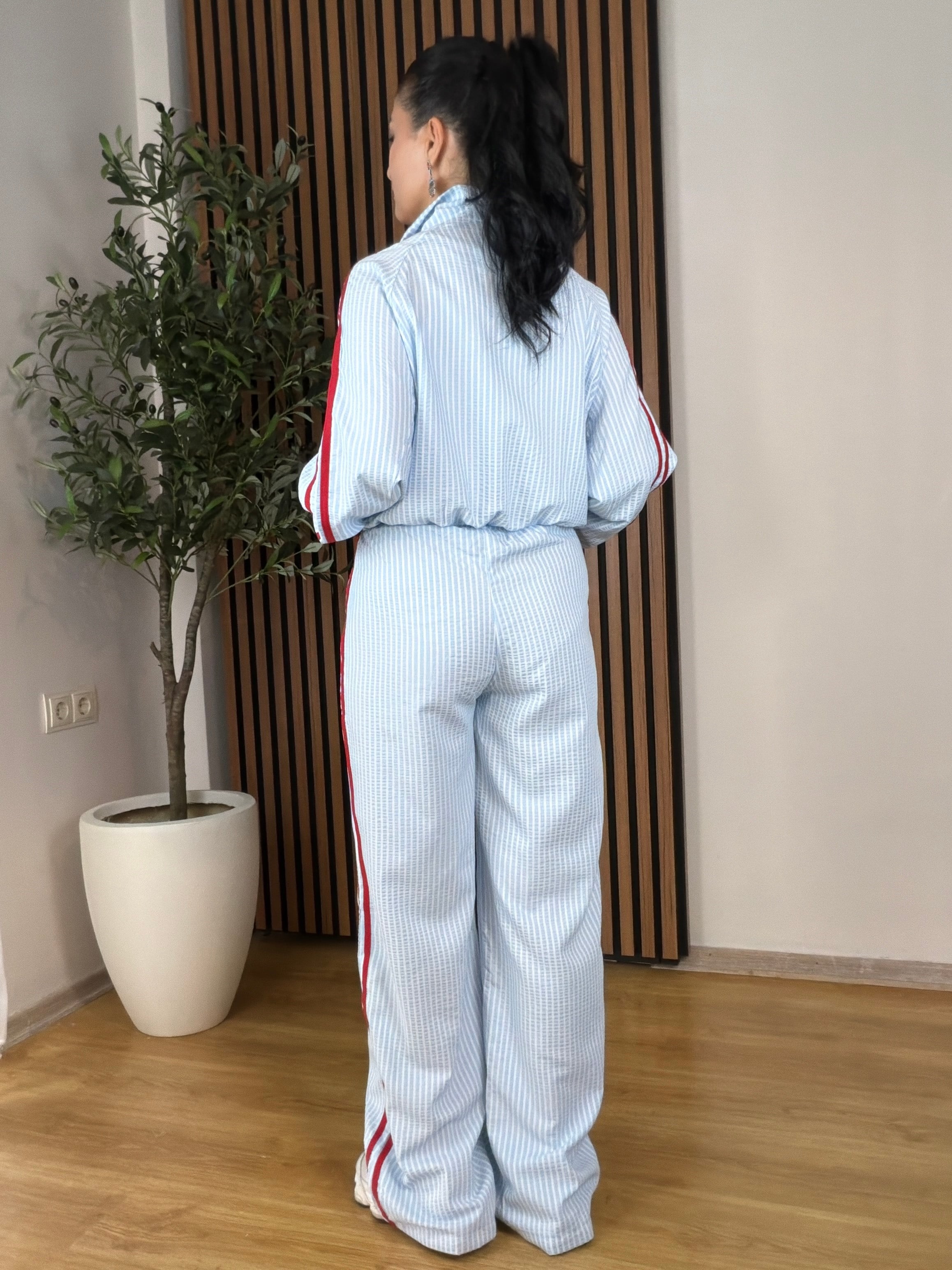 TWST Model Şerit Detaylı Beli Lastikli Eşofman Takımı-Mavi
