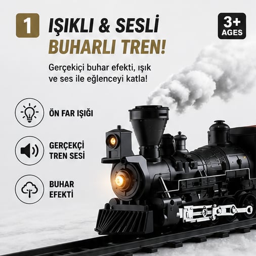  Işıklı ve Sesli Classic Buharlı Tren